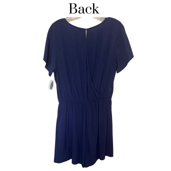 NWT Old Navy jumpsuit. peek a boo back, shorts, summer, navy blue, size medium - Picture 2 of 10